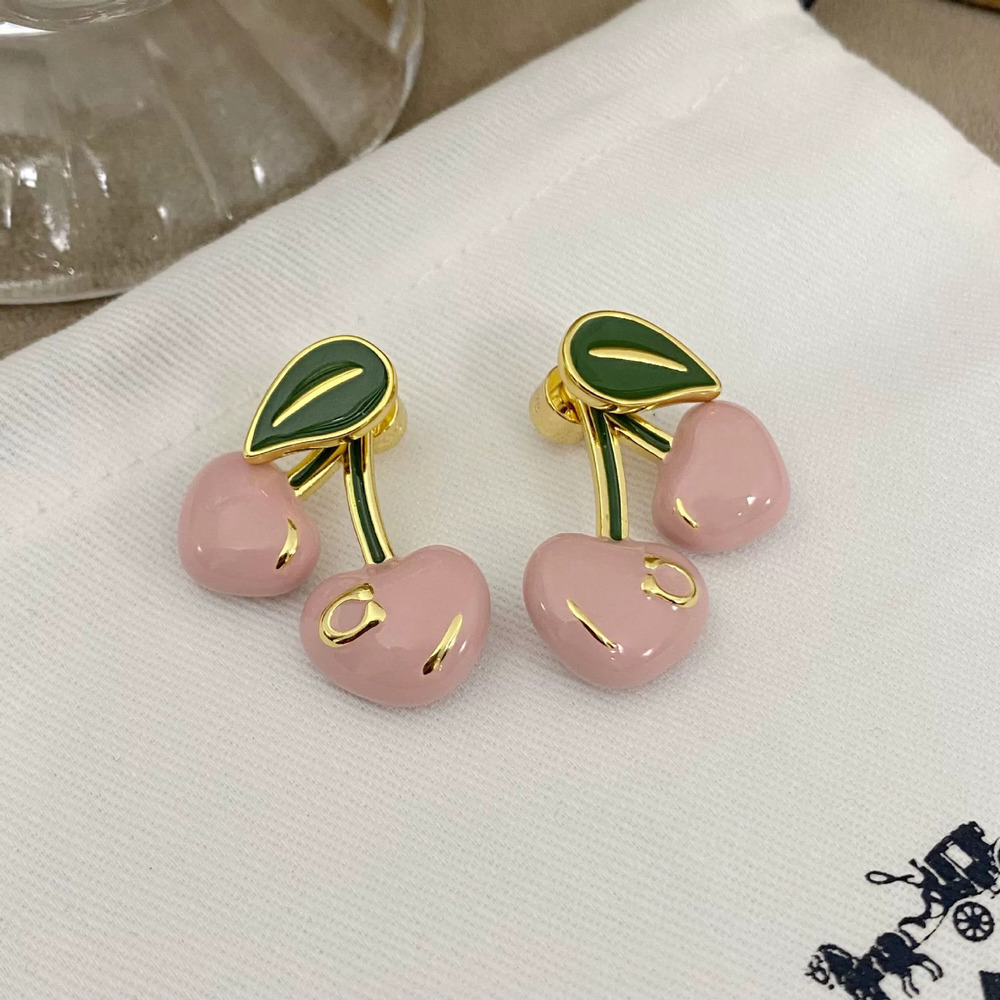 Coach Enamel Cherry Heart Earrings